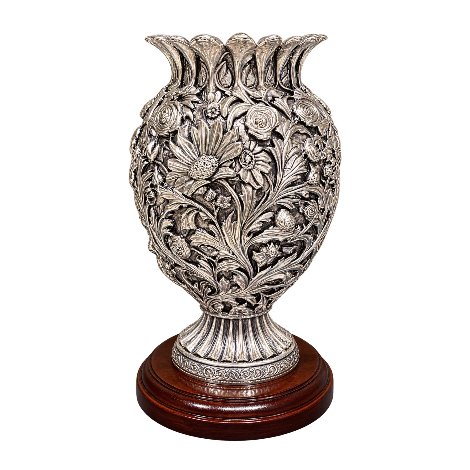 CRESTORA 999 Silver Plated Decorative Flower Vase
