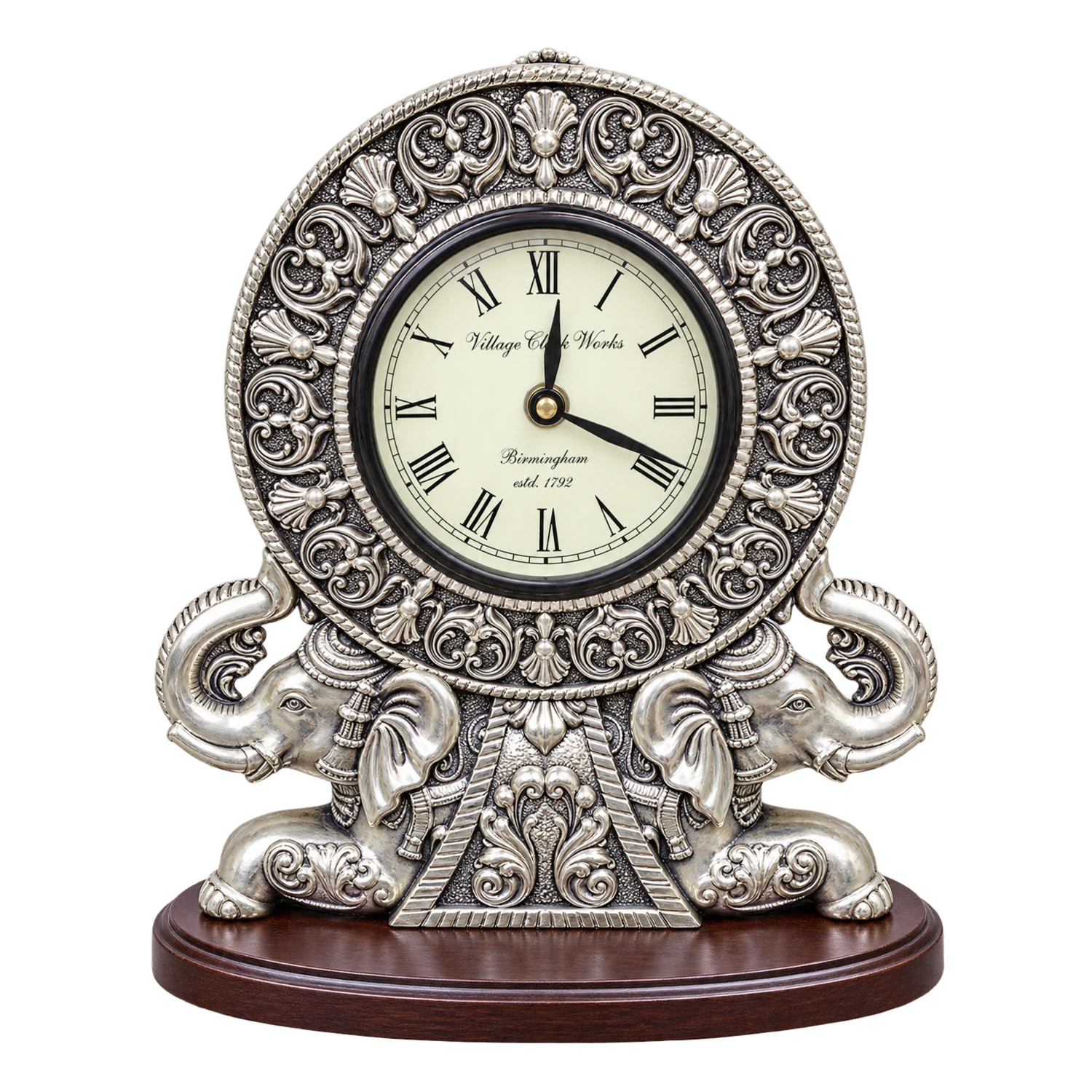 CRESTORA 999 Silver Plated Ornate Table Clock